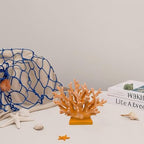 5.8" H Orange Coral Decor - Resin Coral Statue, Nautical Decor for Home, Bedroom, Bathroom, Living Room, Ocean Themed Cabinet Shelf Tabletop Decoration - Image 7