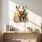 Wesiti Metal Cat Wall Art Decor Colorful Sculptural Mid Century 12.6x15.7 - Image 4
