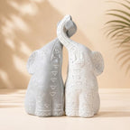 OwMell Set of 2 Loving Elephant Statue Figurine, 6" Elephant Ring Holder by OwMell