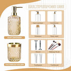 RRM Glass Bathroom Toothbrush Holder and Soap Dispenser Set, Brown - Image 3