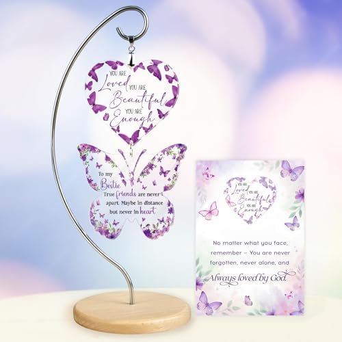Purple Butterfly Decor for Best Friend Bestie Women by Hanatoca