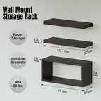 RICHER HOUSE 3-Set Walnut Floating Wall Shelves, Bathroom Shelf Over Toilet - Image 2