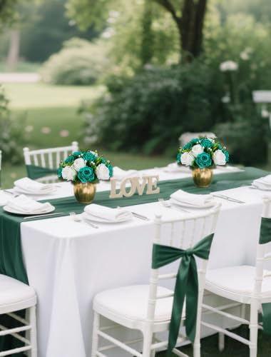 BLOSMON Teal Flowers Ball Decorations: 2 Pcs Fake Roses Table Centerpiece - Image 4