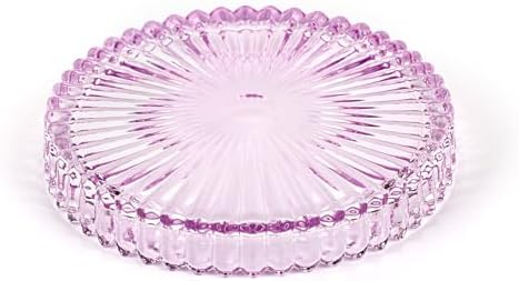 Modern Clear Coaster Set of 5- Glass Coasters for Drinks, Clear Purple - Image 7