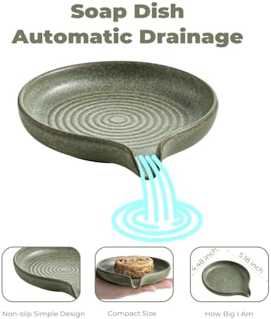 Zoeeker Soap Dish, Ceramic Soap Holder with Waterfall Design for Shower - Image 2