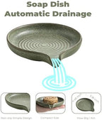 Zoeeker Soap Dish, Ceramic Soap Holder with Waterfall Design for Shower - Image 2