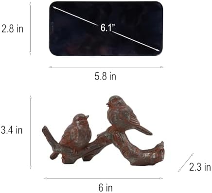 Braxio Bird Figurines Home Decor – Resin Tabletop Vintage Distressed Birds on Branch, Rustic Farmhouse Decor for Living Room, Bedroom, Office, 6 x 2.3 x 3.4 Inches - Image 5