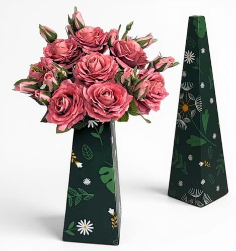 Real Touch Artificial Roses, 8PCS Long Stem Faux Flowers with Gift Box Packaging, Allergy-Free Floral Gift Set, Realistic Fake Roses for Home, Kitchen, Office, Wedding Décor, Gift Arrangement by Sskoi