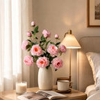 Silk Peony Artificial Flowers, 4PCS, Light Pink 31.5'' Long Sterm - Image 4