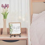 Inspirational Christian Desk Decor, Be Still And Know That I Am God Rutsic Sign, Desk Decorations For Office Home Living Room Bathroom, Eucalyptus Shelf Decor, Wooden Plaque With Stand (03) - Image 4