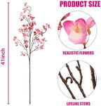 Sggvecsy Artificial Cherry Blossom Flowers 4 Pcs Faux Cherry Blossom Stems Faux Silk Cherry Blossom Branches 41’’ Fake Flowers Long Stems for Vase Arrangements Home Wedding Table Decor (Rose red) - Image 7