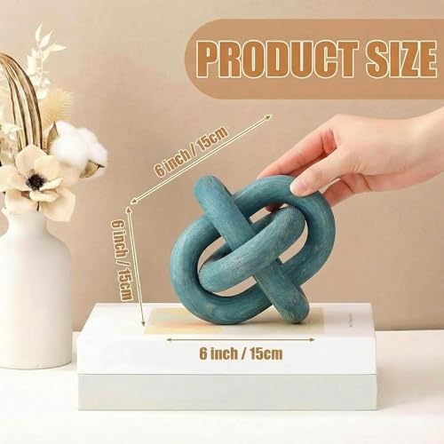 Yalikop 3 Link Wood Knot Decor Rustic Table Shelf Accents, Blue - Image 2