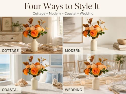 Artificial Flower Bouquet with Vase，Fake Flowers Peony Mums Eucalyptus - Image 6