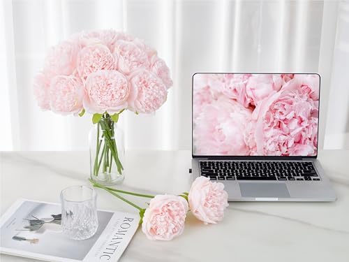 SITUMEIZI 10PCS Artificial Peony Flowers, Real Touch Fake Silk Bouquet with Stems for Home Mothers Day Wedding Party Centerpieces Table Decoration Indoor(Light Pink) - Image 3