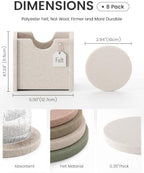 Fluxynara Felt Coasters with Holder, Set of 8 for Drinks, Boho - Image 2