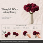 Mandy's 12pcs Artificial Burgundy Ball Chrysanthemum Flowers - Image 6