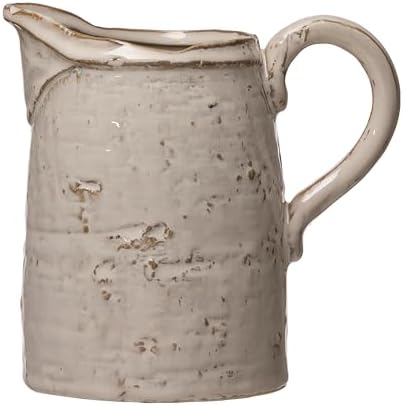 Creative Co-Op 28 oz. Stoneware Pitcher, Reactive Glaze, White (Each One Will Vary) - Image 5