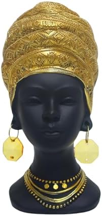 African Women Statues, Vintage Black Lady Art Bust Figurines by FLJZCZM
