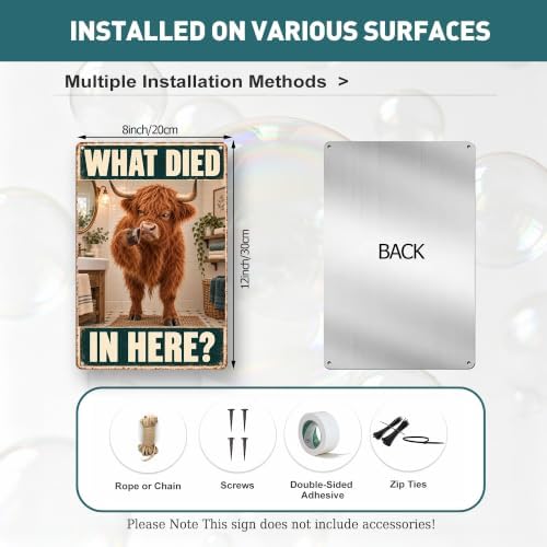 Funny Highland Cow Rustic Bathroom What Died In Here Sign - Image 7
