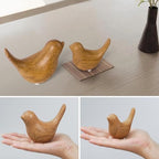 Notakia Wood Look Ceramic Bird Figurines Set of 2 Small Bird Statues - Image 5
