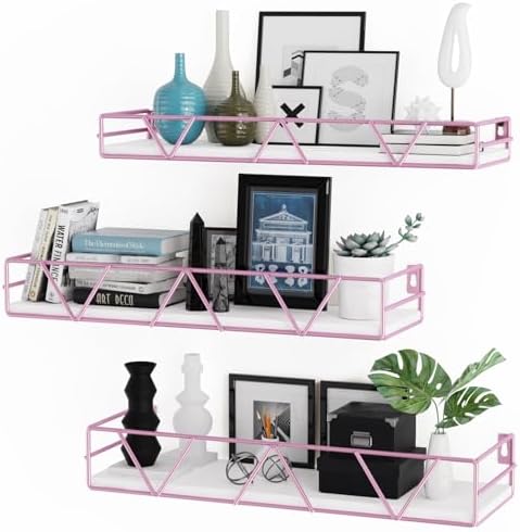 Floating Shelves Set of 3, Wood Wall Shelf, Farmhouse Shelf for Bedroom by Amoot