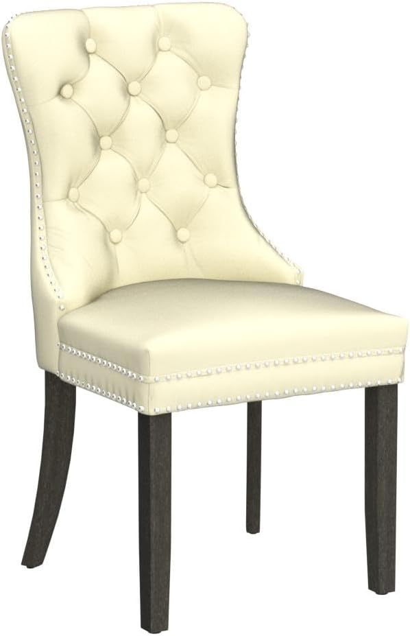 KCC Faux Leather Dining Chairs Set of 2, Upholstered High-end Tufted Dining - Image 5