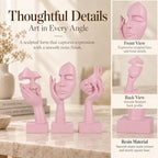 3 Pcs Thinker Small Statue Set - Pink Art Abstract Home Accent Figurines for Decor Woman Apartment Bookshelf Floating Shelf Coffee Table Office Desk Bathroom Counter Decor (3 Pcs Pink, 6") - Image 5