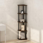 Furinno TURN-N-TUBE Corner Shelf, 5-Tier Corner Bookshelf, Open Storage Shelves, for Organization and Storage, Living Room, Home Office, Garage, Bedroom, Columbia Walnut - Image 2