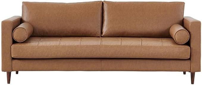 Pemberly Row Eco Leather Sofa, Light Brown Finish, High Density Sponge Foam - Image 2