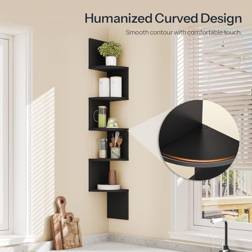 HOOBRO Corner Shelf Wall-Mounted, Set of 2 Floating Corner Shelves for Wall - Image 5