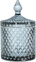 Sizikato Diamond Faceted Glass Candy Jar with Lid, 10oz Grey Decorative Jar, Nut Jar, Dried Fruit Storage Jar. by Sizikato