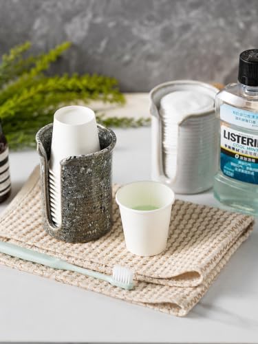 Ceramic Bathroom Cup Holder, 3 OZ Cup Dispenser for Bathroom, Gray - Image 4