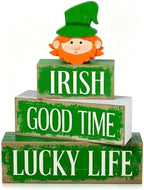 St. Patrick’s Day Decorations - St Patrick Day Irish Good Time Tiered Tray Decor Set - Wooden Leprechaun Tabletop Decoration - Rustic Farmhouse Holiday Home Decor for Indoor Shelf Mantel Coffee Table Gift by Unknown