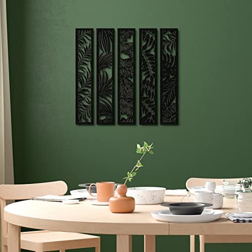 Blulu 5 Pieces Wooden Wall Art Hollow Carved Panels Home Decor - Image 6