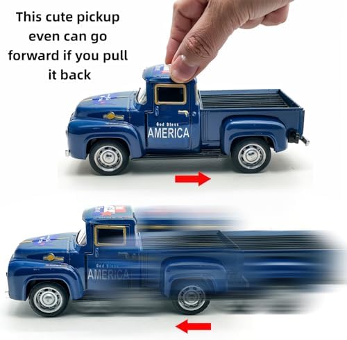 4th of July Decorations, 5.7 Inch Patriotic Blue Metal Truck Decor with God Bless America Sign, Farmhouse Tabletop Centerpiece for Memorial Day and USA 250th Anniversary - Image 5