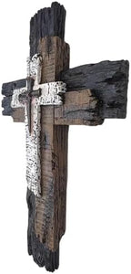 Top Brass Decorative Wall Cross – 12” Rustic Multi Layered Weathered Wood Look – Spiritual Jesus Art Décor/Crucifix Sculpture - Image 4