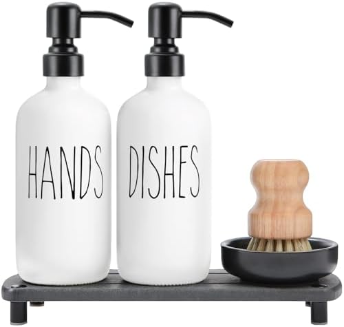 MOMEEMO Soap Dispenser Set Comes with Stainless Steel Pumps, White & Black by MOMEEMO
