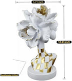 Lescafita White and Gold African Lady Sculpture – Elegant Resin Figurine with Floral Crown, Modern African Art Decor for Living Room, Cultural Gift for Women - Image 3