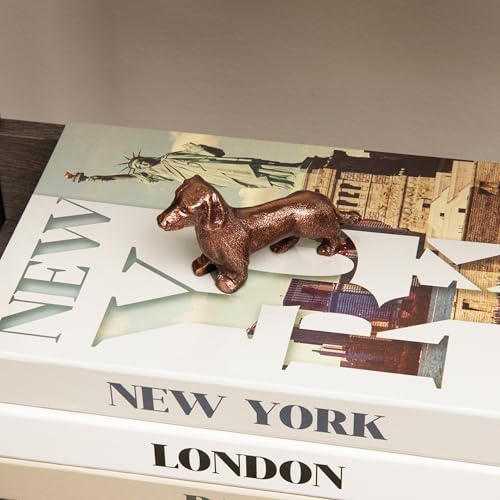 Mind Reader Dachshund Figurine, Desk or Bookshelf Home Decor, Cast Aluminum, Antique Brass Finish - Image 6