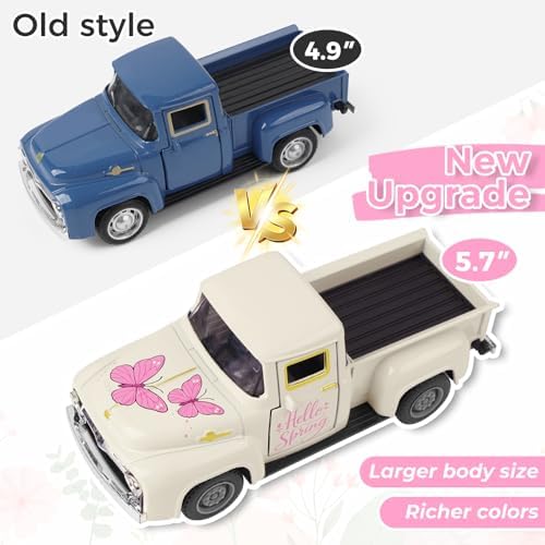 Mothers Day Spring Butterfly Truck Decor, Pink Spring Floral Truck Decorations for Home, Mini Wildflowers Truck Tiered Tray Decor, Rustic Farmhouse Kitchen Tabletop Decorations for Office - Image 4