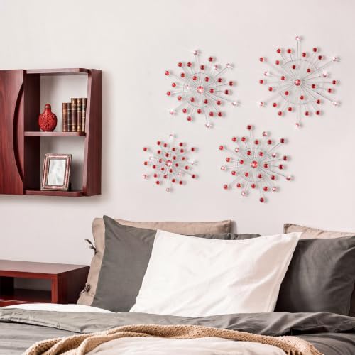 Blulu 4 Pcs Red Wall Decor Bling Crystal Wall Art Cast Iron Rhinestones - Image 4