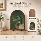 Wooden Sign with Stand Decoration, Mallard Duck Decor Arched Wood Frame Tabletop Decor, Funny Duck Retro Whimsical Print for Bedroom Living Room Desk Mantel Bookshelf Cabin Office - Image 6