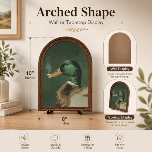 Wooden Sign with Stand Decoration, Mallard Duck Decor Arched Wood Frame Tabletop Decor, Funny Duck Retro Whimsical Print for Bedroom Living Room Desk Mantel Bookshelf Cabin Office - Image 6
