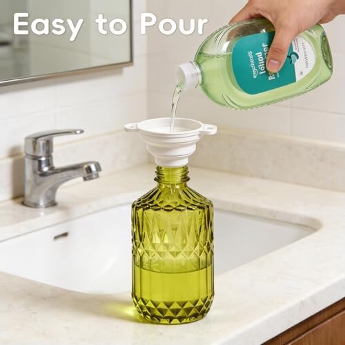 Amolliar 12 Oz Glass Soap Dispenser with Plastic Pump,Green-Black,2 Pack - Image 6