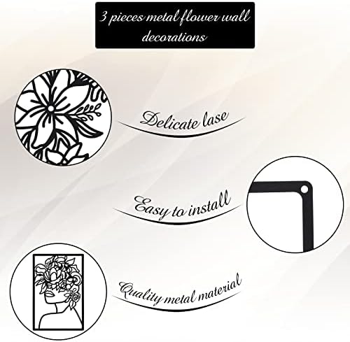 CHENGU 3 Pieces Metal Minimalist Abstract Woman Wall Art Line Drawing Wall Art Decor Single Line Female Home Hanging for Kitchen Bathroom Living Room - Image 6