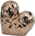 Deco 79 Ceramic Heart Decorative Sculpture Dimensional Angled Origami Inspired Home Decor Statue with Faceted Exterior, Accent Figurine 12" x 6" x 11", Rose Gold by Unknown