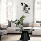 LIYOUYA Wine Bottle Glass Metal Wall Decor - Wine Logo Decor Black Wall Art Home Decor for Living Room, Dining Room, Bar (Black) - Image 6
