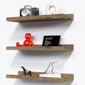 RICHER HOUSE 3-Set Floating Shelves with Lip, Brown Small Wall Shelf, 16In by RicherHouse