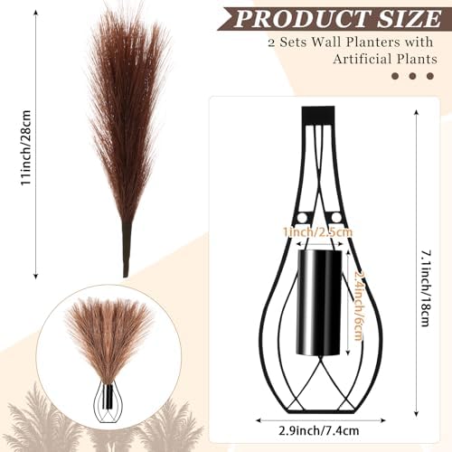 Otoolling 2 Pcs Hanging Plant Wall Decor, 12Inch Tall, Black, Brown - Image 2