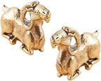 2-Pack Mini Solid Brass Goat Figurines, Vintage Kneeling Ram Statue Set, Small Metal Animal Sculpture Ornament for Tabletop Shelf Tea Room Decor, Collectible Gift (1.2" H × 1.6" L Each) by YahuLando